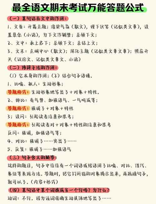 【答题技巧】语文万能答题公式