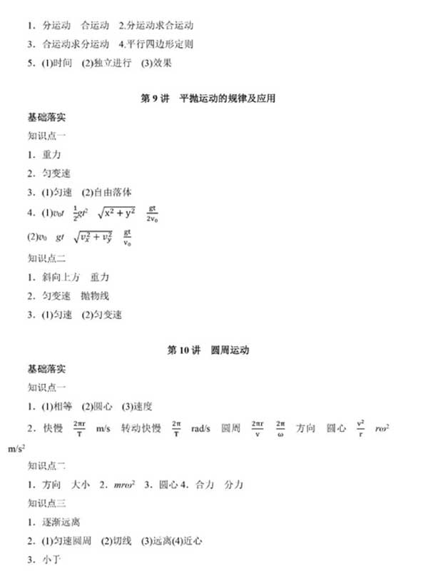【回归课本】2025届高考物理回归课本知识汇总
