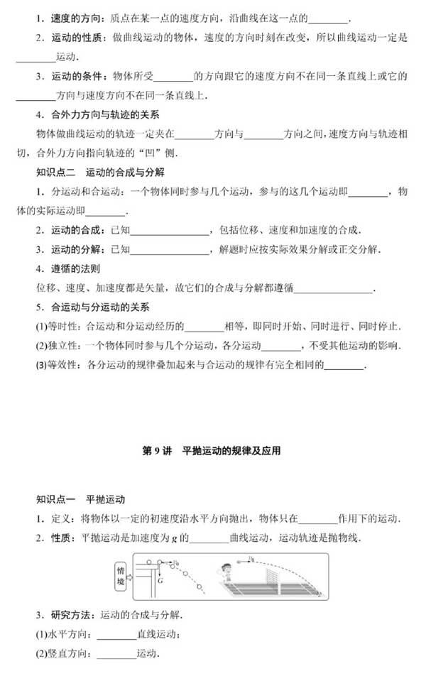 【回归课本】2025届高考物理回归课本知识汇总