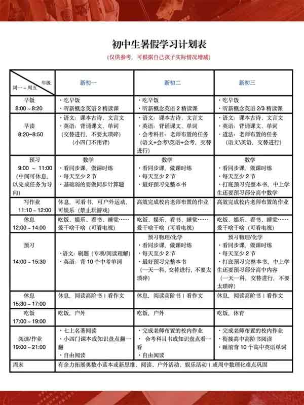 暑假计划表越详细，越是废纸一张！