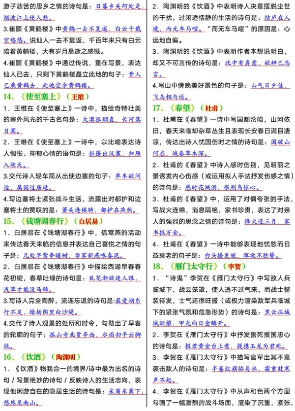 九年级古诗词理解性默写40首